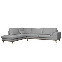 ECKSOFA mit Ottomane - Eichefarben/Grau, Textil (287/219cm) - home24