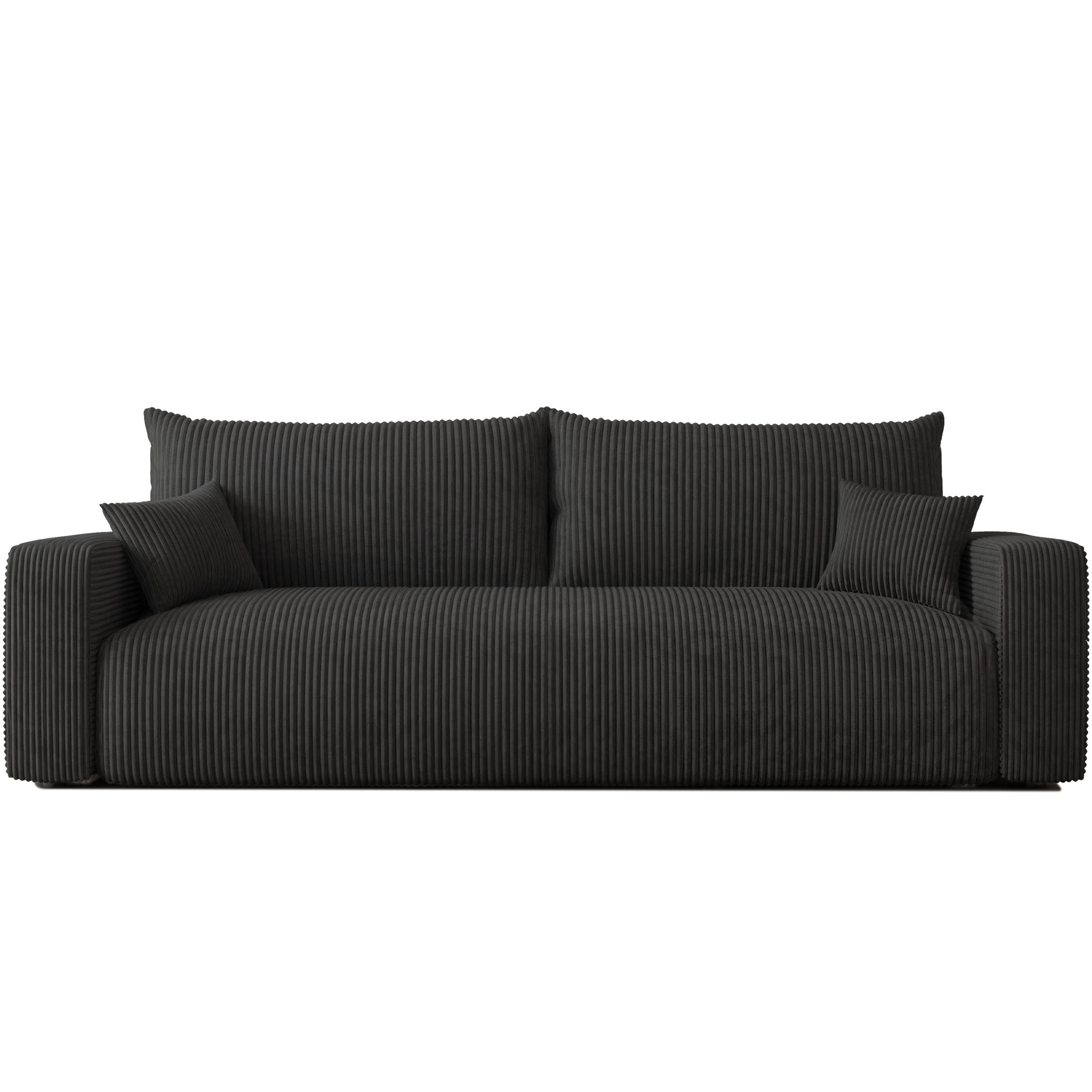 SOFA mit Schlaffunktion, Schwarz - Schwarz, Holzwerkstoff (246/79/93cm) - Idohome