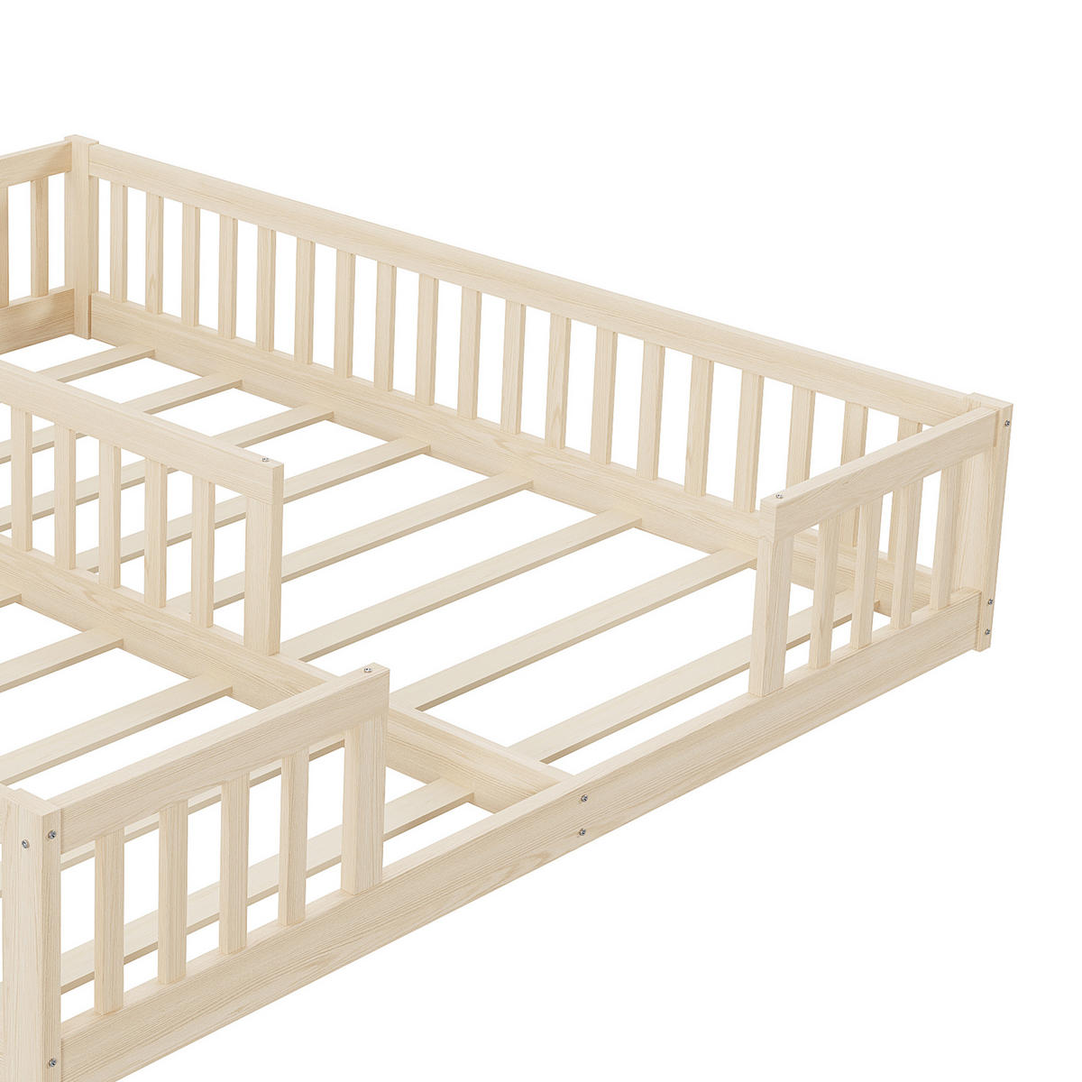 KINDERBETT 90/200 cm & 90/200 cm in Natur mit Sicherheitsgitter Kiefernholz Minimalistisches Design - Naturfarben, Holzwerkstoff (90/200cm) - STILVORA