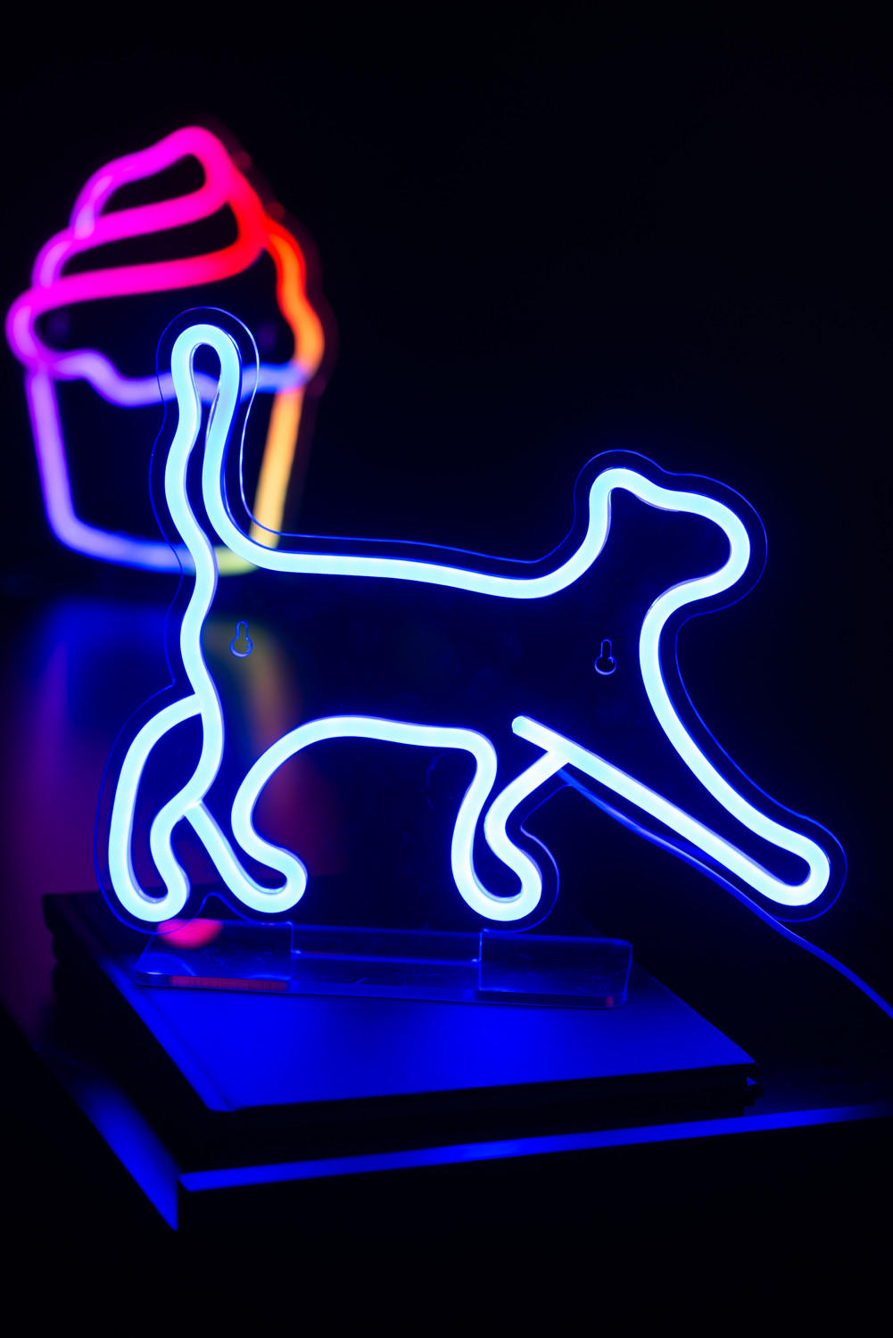 NEON Light Walking Cat 2/27/31 cm - Blau, Kunststoff (2/27/31cm) - Leitmotiv