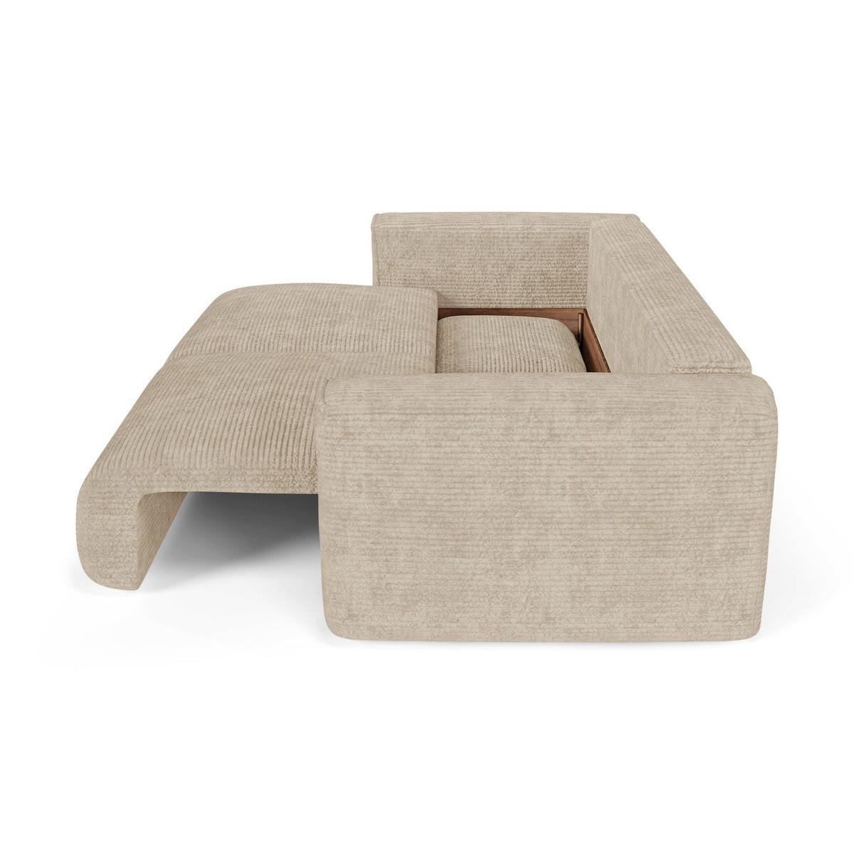 SCHLAFSOFA mit Stauraum COMO Cord Beige 254cm - Beige, Textil (254/78/95cm) - Premium Interiors