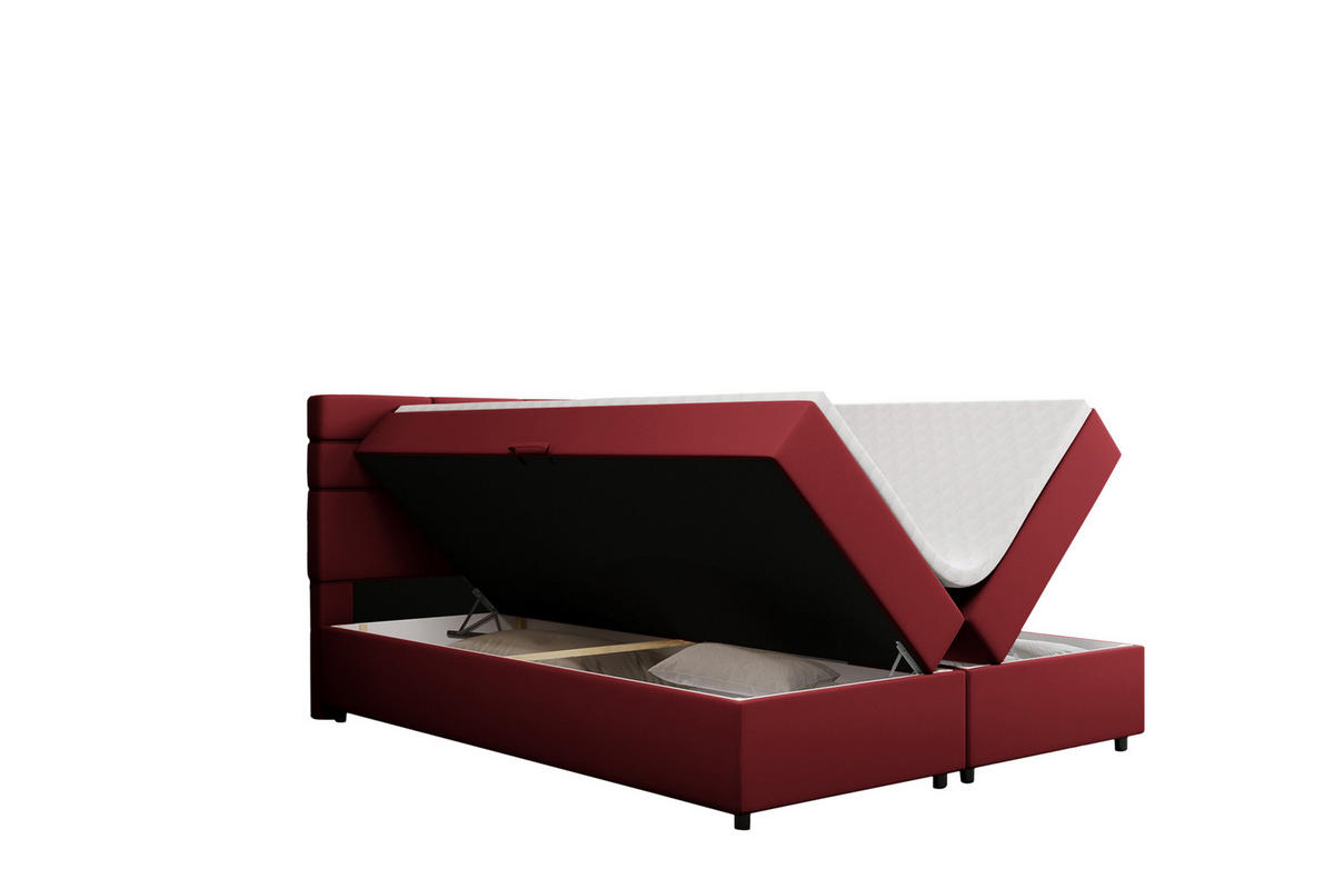BOXBETT Reve 180 x 200 cm mit Bettkasten und Lattenrost ohne matratze - rot - Hellgrau, Holz (180/206cm) - Panda Möbel