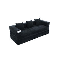 SCHLAFSOFA 198/79/60 cm Schwarz mit Aufbewahrungstaschen - Schwarz, Textil (198/60/79cm) - Oxeza