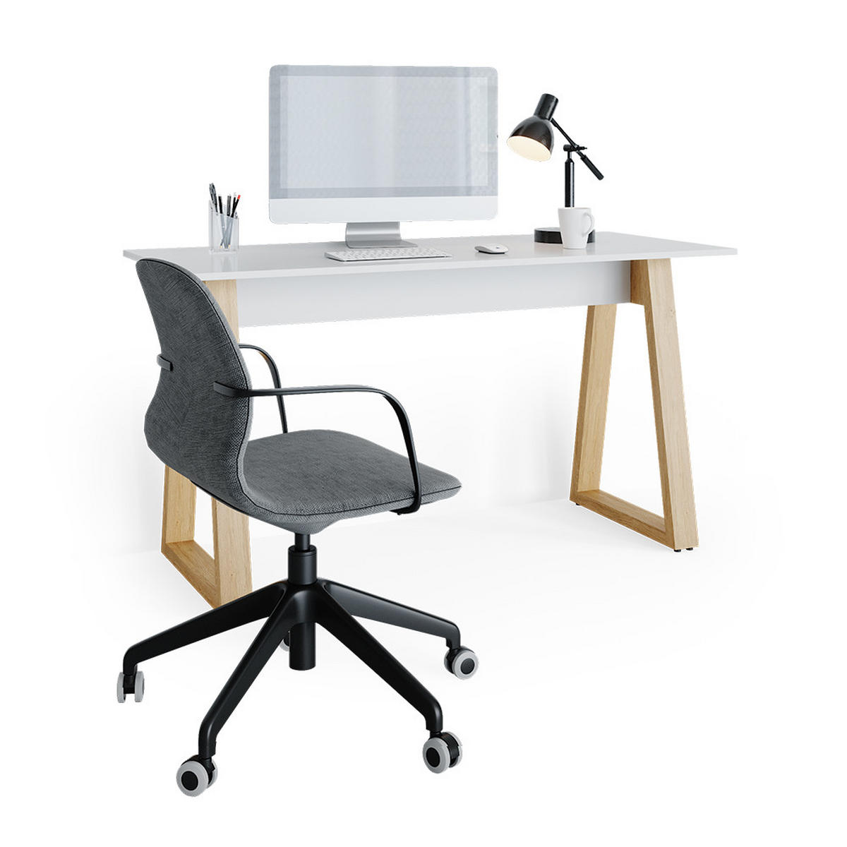 SCHREIBTISCH Nautica Weiß 138 x 60 cm - Eichefarben/Weiß, Holzwerkstoff (60/138/77cm) - Vicco