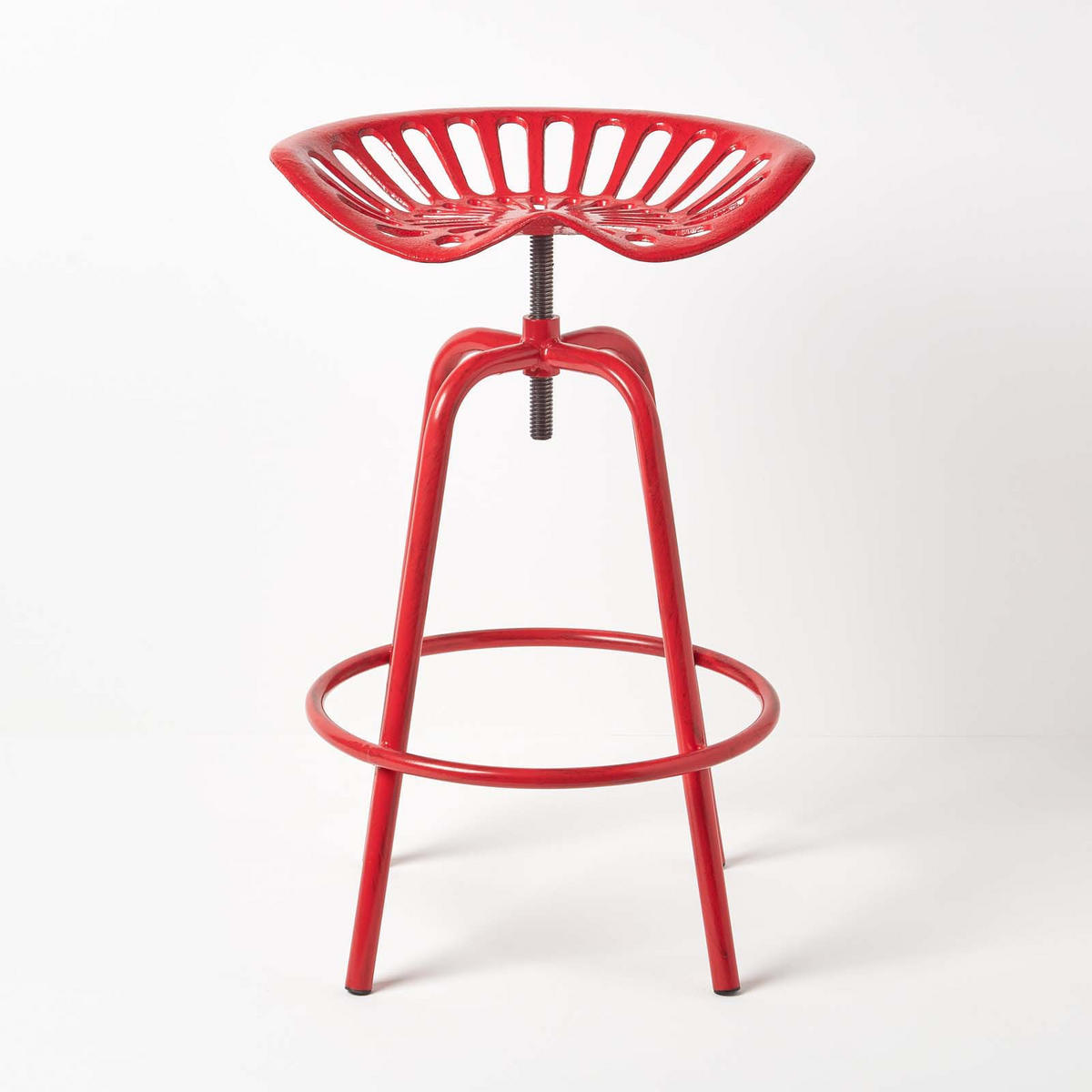 BARHOCKER Traktorsitz, Metall im Vintage-Look, höhenverstellbar - Rot, Metall (47/74/50cm) - Homescapes