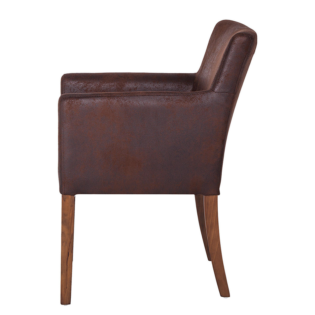 ARMLEHNENSTUHL - Microfaser / Massivholz - Braun, Holz/Textil (62/85/66cm) - home24