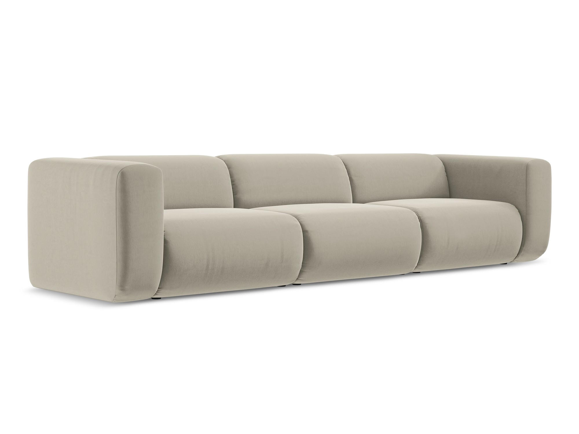4-SITZER-SOFA Samt Stoff Creme - Perlmutt/Creme, Kunststoff/Textil (319/70/89cm) - Makamii