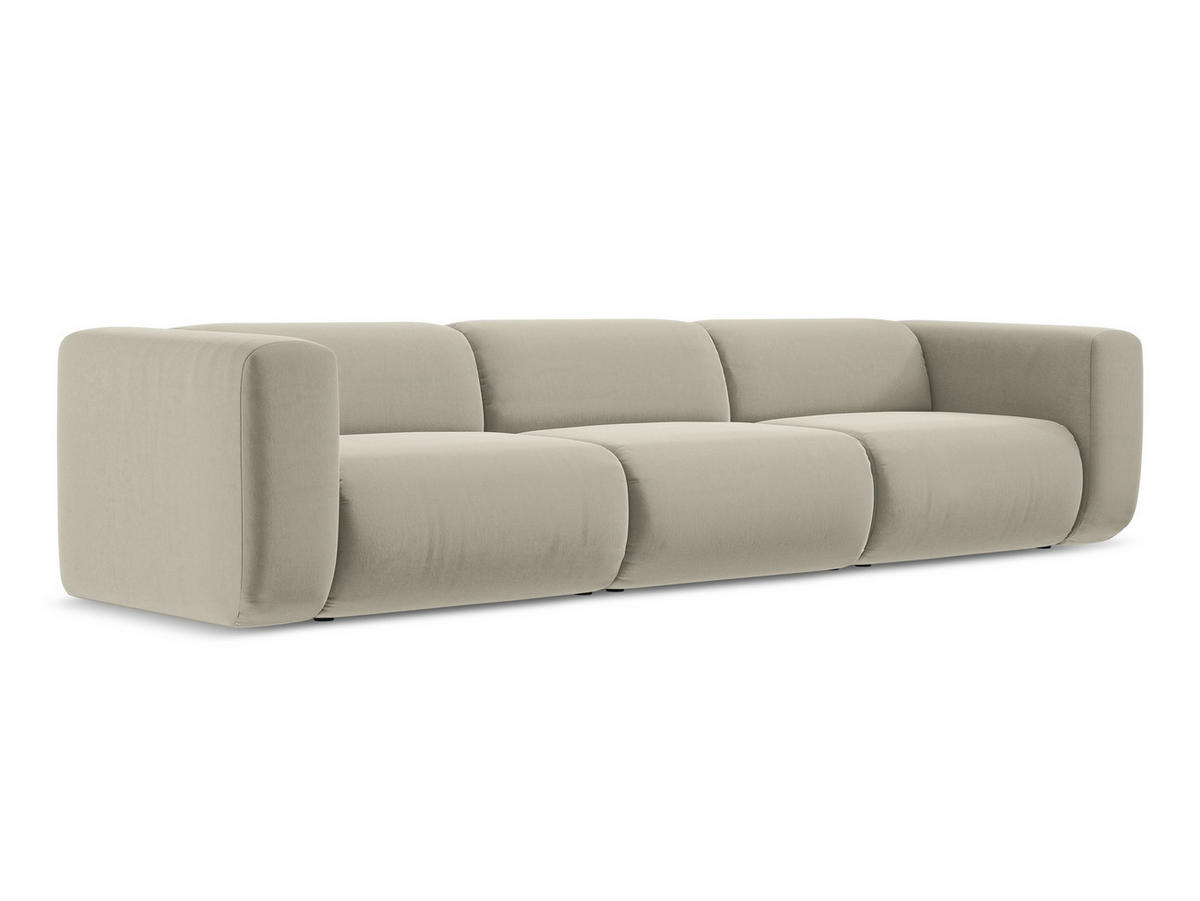 4-SITZER-SOFA Samt Stoff Creme - Perlmutt/Creme, Kunststoff/Textil (319/70/89cm) - Makamii