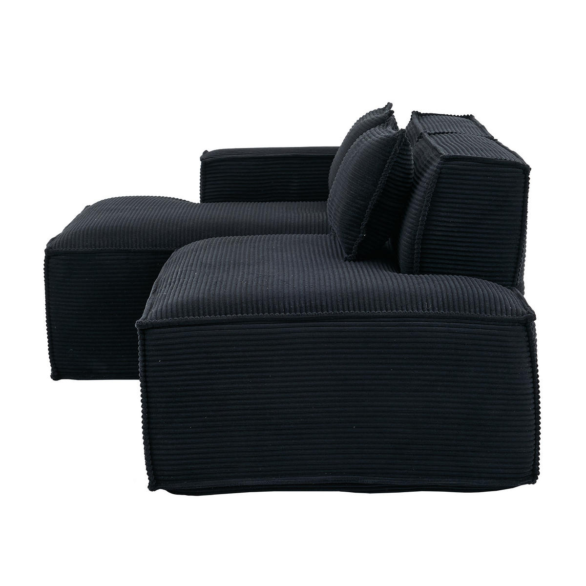 ECKSOFA DE-35208 mit 2 Kissen Schwarz - Schwarz, Textil (129/235cm) - ComfortXL