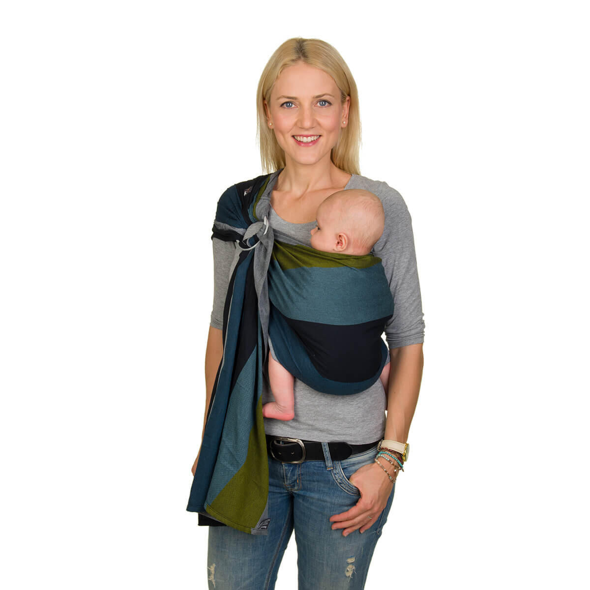 BABYTRAGETUCH Ring-Sling - Blau/Dunkelblau, Textil (70/0.1/200cm) - Hoppediz