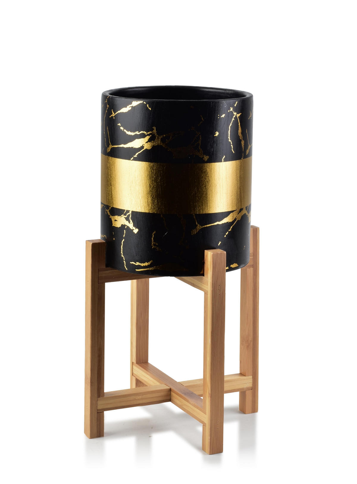BLUMENTOPF Ava Gold 18/18/20 cm Keramik - Schwarz, Keramik (18/20cm) - Mondex