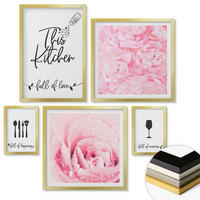 WANDBILDER 5er Set - 50x50 cm & 20x30 cm & 40x60 cm Goldrahmen - Zen-Gemälde, Wassersteine, Buddha - Goldfarben, Kunststoff (40/60cm) - ArtPrintCave