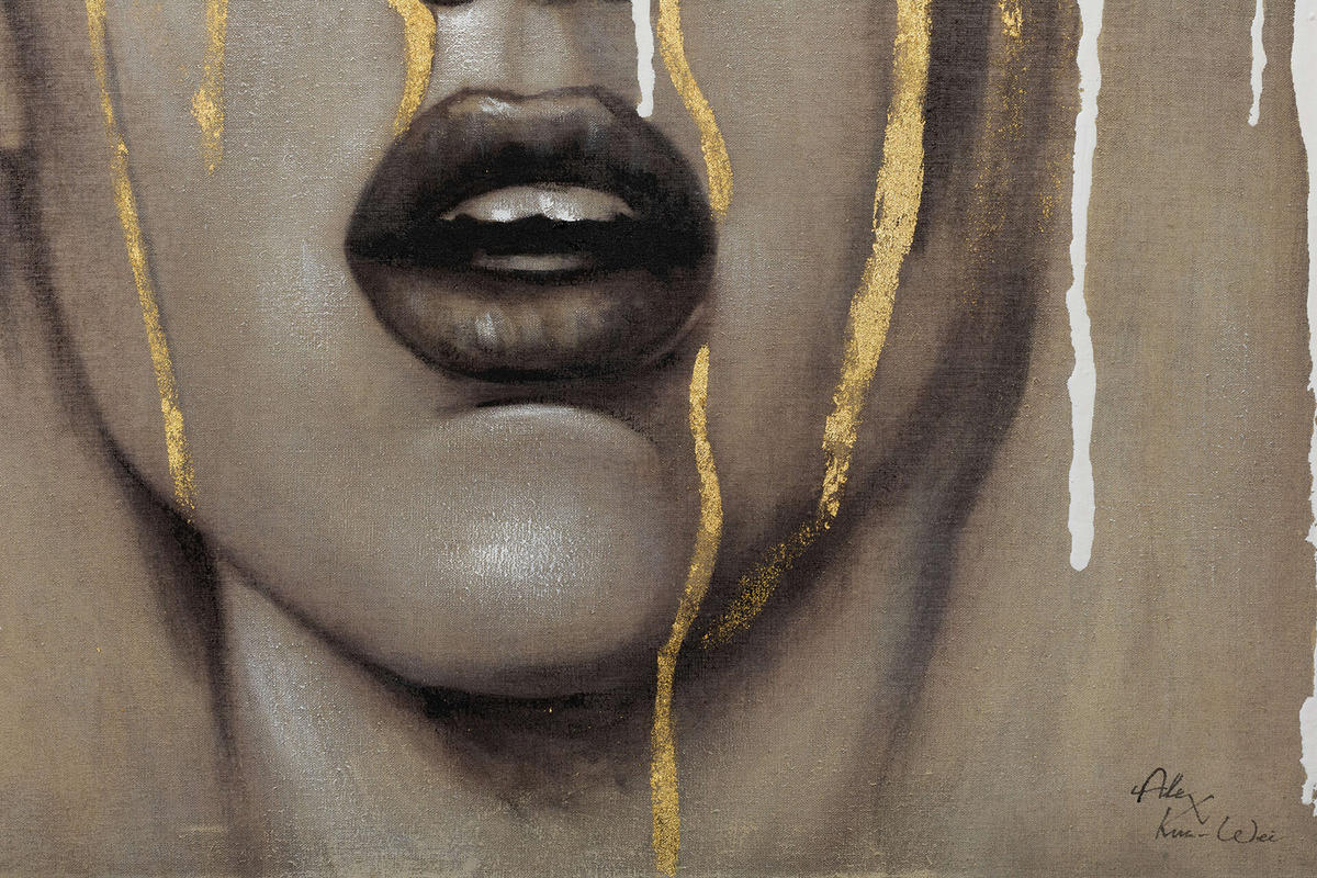 ACRYLBILD HANDGEMALT 80/80 cm - Taupe/Weiß, Holz/Textil (80/80cm) - KUNSTLOFT