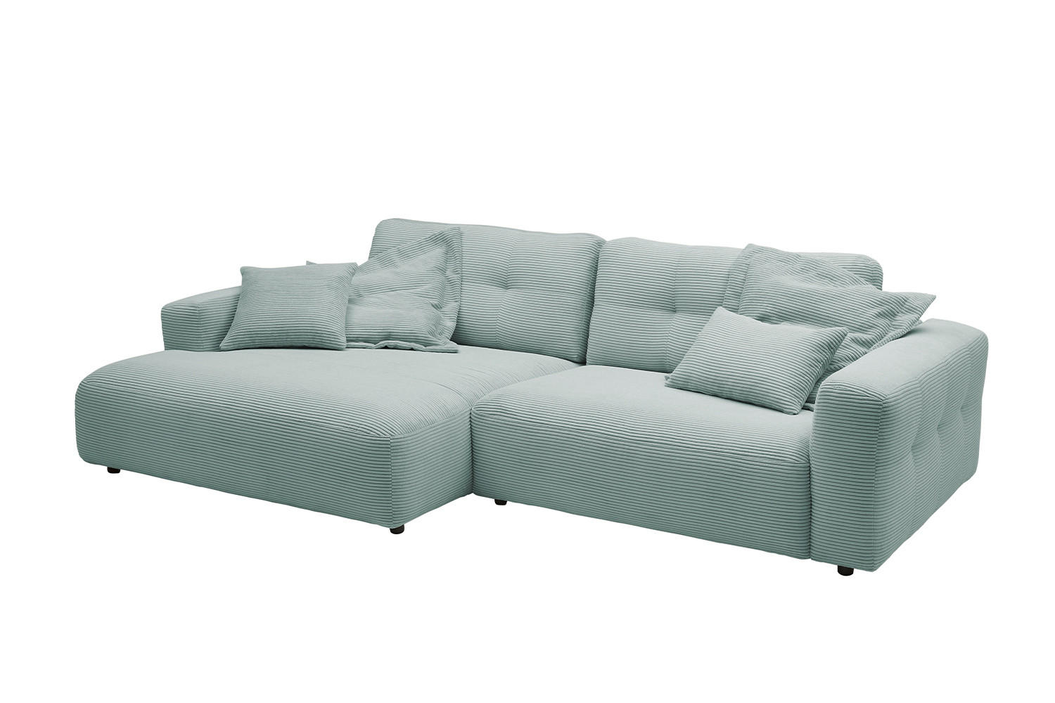 ECKSOFA XL MIKA Hellblau Cord - Schwarz/Hellblau, Kunststoff/Textil (296/167cm) - KAWOLA