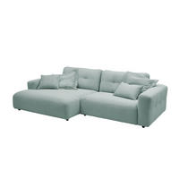 ECKSOFA XL MIKA Hellblau Cord - Schwarz/Hellblau, Kunststoff/Textil (296/167cm) - KAWOLA