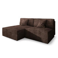 ECKSOFA FIORO P Braun Kordstoff mit Schlaffunktion - Braun/Grau, Holz/Kunststoff (204/148cm) - MASSENO