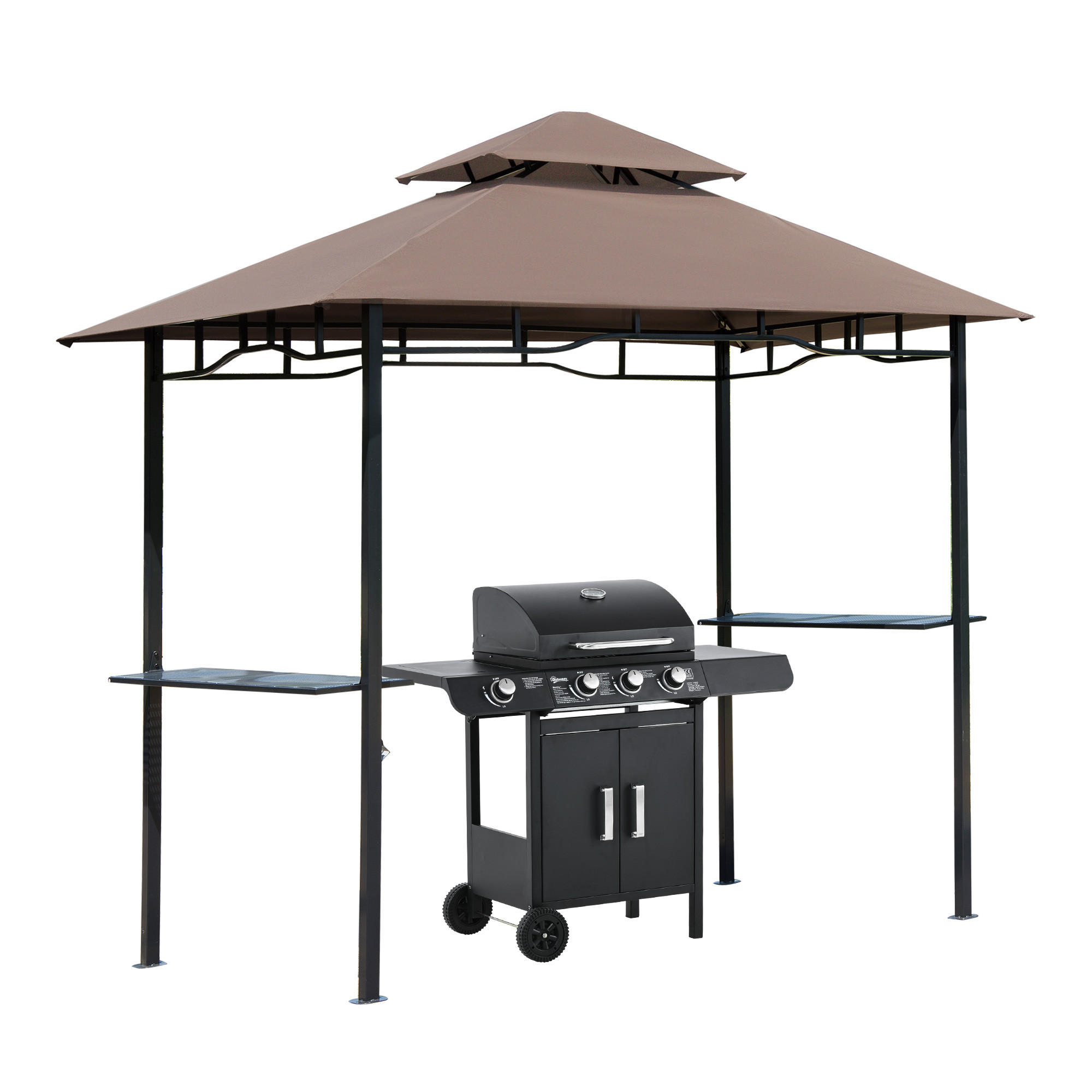 GRILLPAVILLON 245x148x252 cm Gartenzelt Kaffeebraun/Schwarz - Braun, Metall (148/252/245cm) - ComfortXL