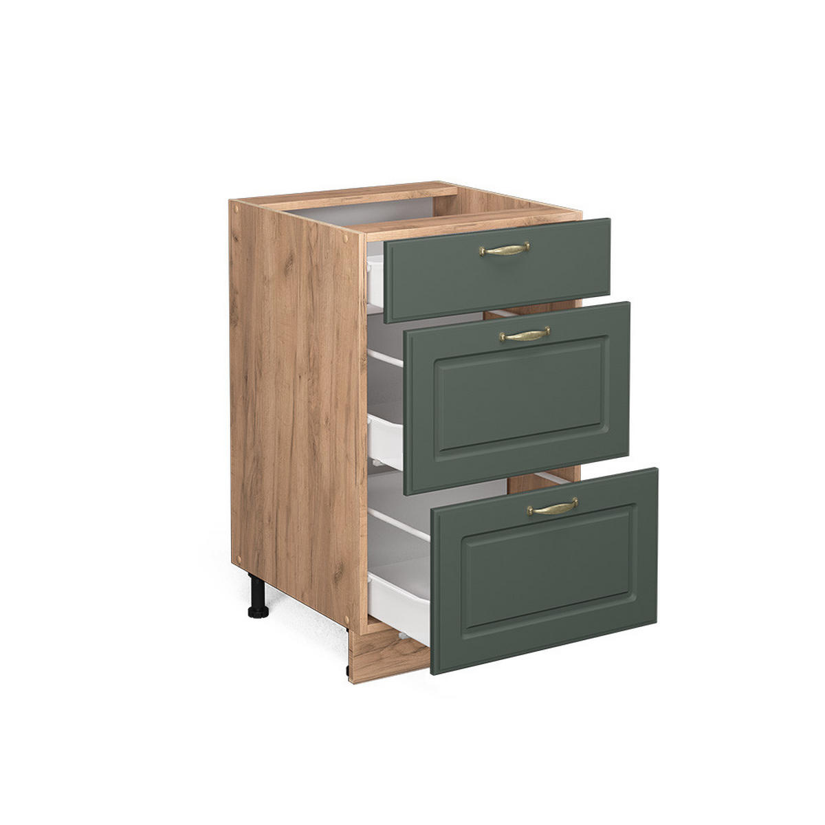 KÜCHENUNTERSCHRANK Fame-Line Grün-Gold Landhaus 50 cm ohne AP - Honigeiche/Eiche Wotan, Holzwerkstoff (50/82/51.6cm) - Vicco