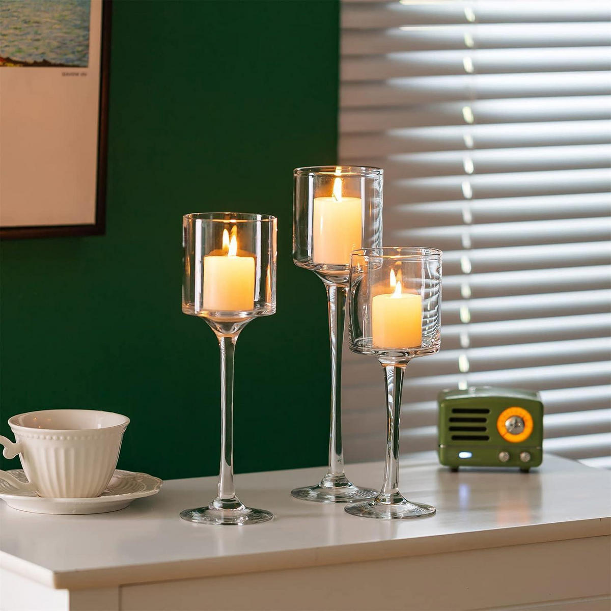 KERZENSTÄNDER 30-teiliges Set Glas 20 cm 23 cm 26 cm - Transparent, Glas (7/23/7cm)
