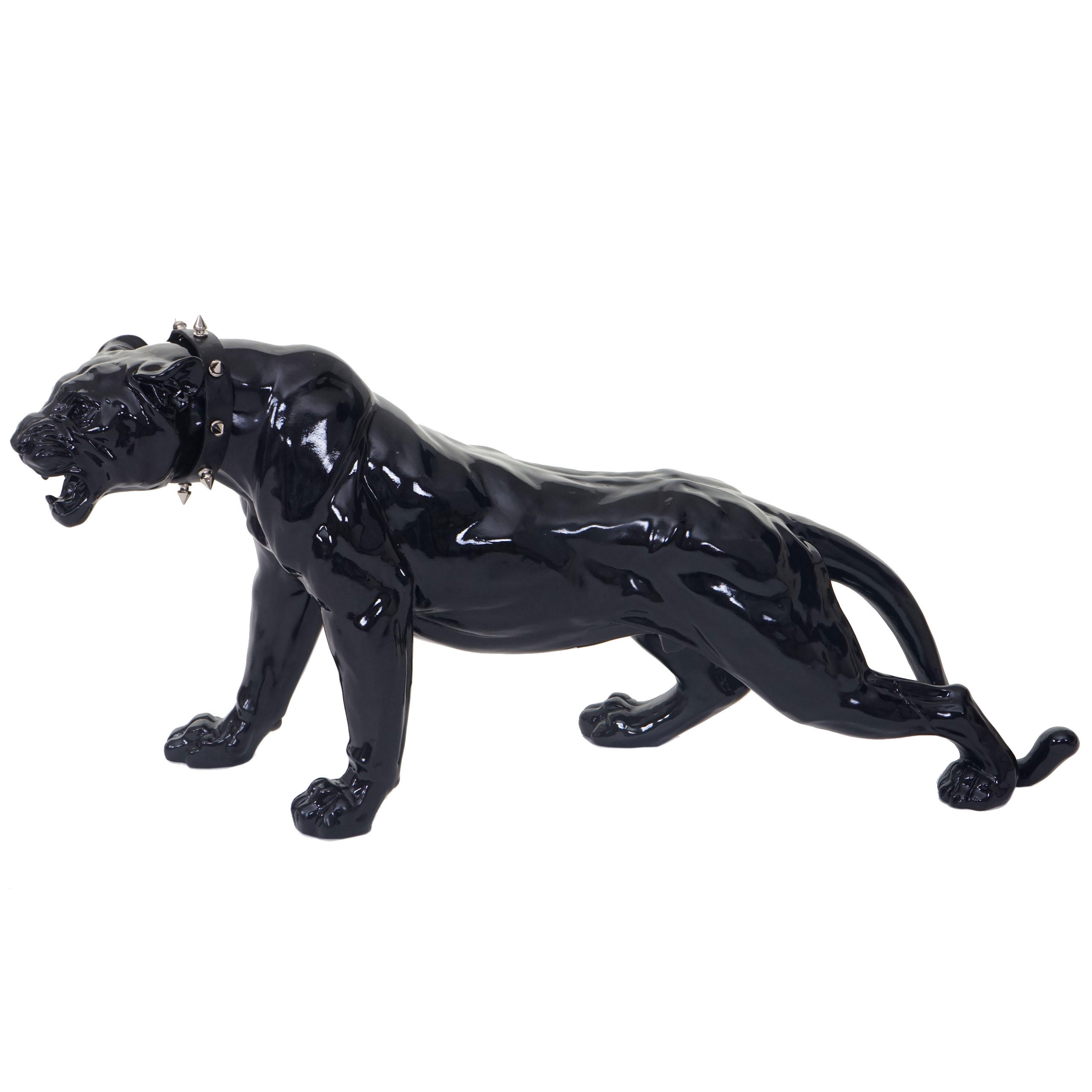 DEKO FIGUR PANTHER MIT HALSBAND Hochglanz Schwarz - Schwarz Hochglanz, Stein (18/28/59cm) - MCW
