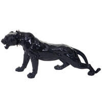 DEKO FIGUR PANTHER MIT HALSBAND Hochglanz Schwarz - Schwarz Hochglanz, Stein (18/28/59cm) - MCW