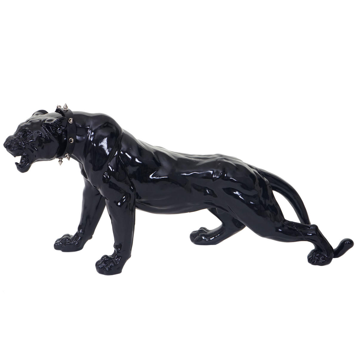DEKO FIGUR PANTHER MIT HALSBAND Hochglanz Schwarz - Schwarz Hochglanz, Stein (18/28/59cm) - MCW