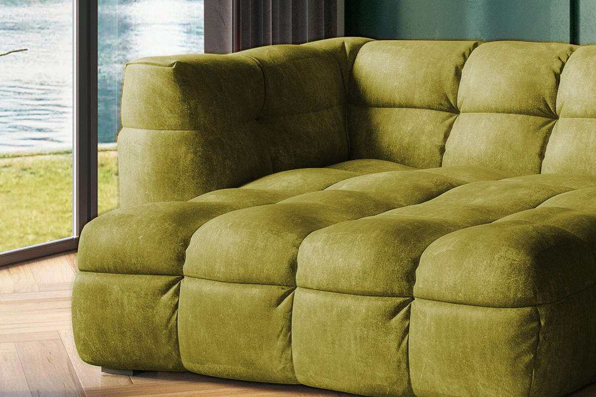 ECKSOFA RIO Grün Velvet - Schwarz/Grün, Textil (319/170cm) - KAWOLA