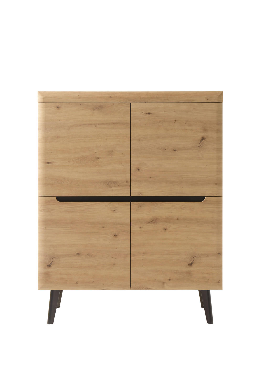 HIGHBOARD Artisan Eiche schwarz skandinavisch, 107 x 134 cm - Schwarz/Eiche Artisan, Holzwerkstoff (107/134/40cm) - Furn.Design