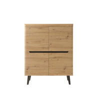 HIGHBOARD Artisan Eiche schwarz skandinavisch, 107 x 134 cm - Schwarz/Eiche Artisan, Holzwerkstoff (107/134/40cm) - Furn.Design