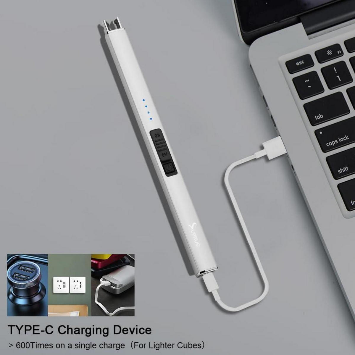 ELEKTRISCHES Feuerzeug Lichtbogen USB Wiederaufladbar Silber - Weiß, Metall (1.6/1.2/19.2cm)