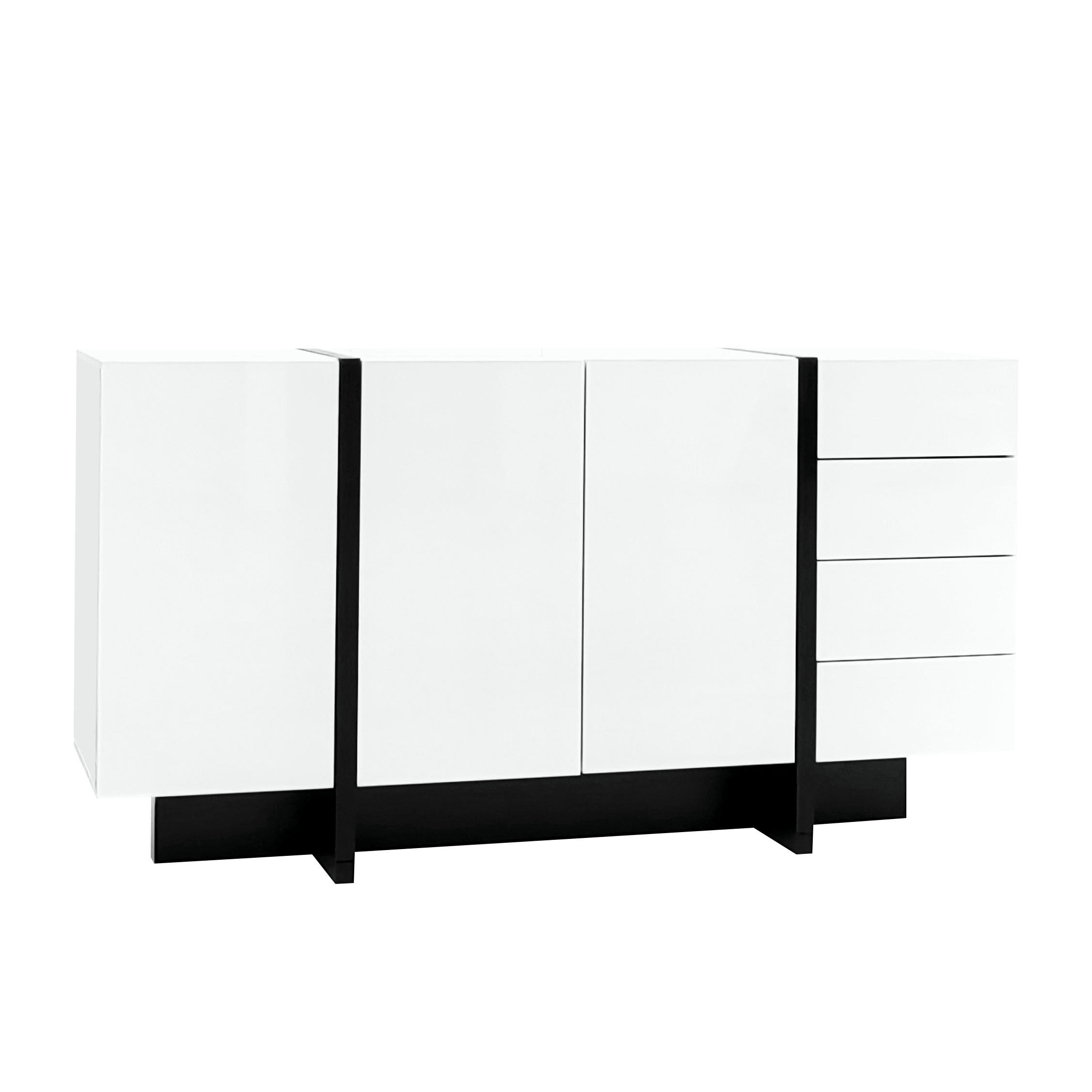 SIDEBOARD DE-38211 150/40/80,5 cm mit 2 Türen und 4 Schubladen Weiß - Weiß, Holzwerkstoff (150/80.5/40cm) - ComfortXL