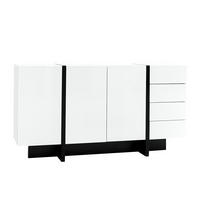 SIDEBOARD DE-38211 150/40/80,5 cm mit 2 Türen und 4 Schubladen Weiß - Weiß, Holzwerkstoff (150/80.5/40cm) - ComfortXL