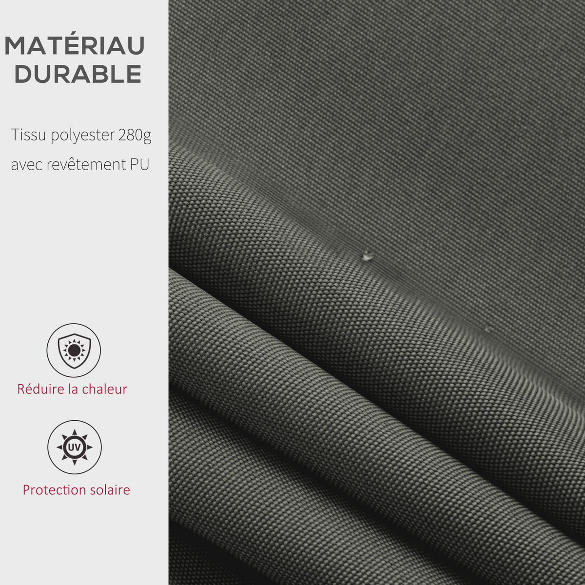 MARKISE DE-14017 manuell, Winkel verstellbar 3,5/2,5 m Grau - Grau, Textil (250/1/350cm) - ComfortXL