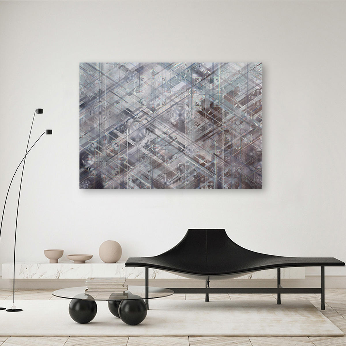 WANDBILD abstrakte geometrische formen - Grau, Textil (60/40cm) - Feeby