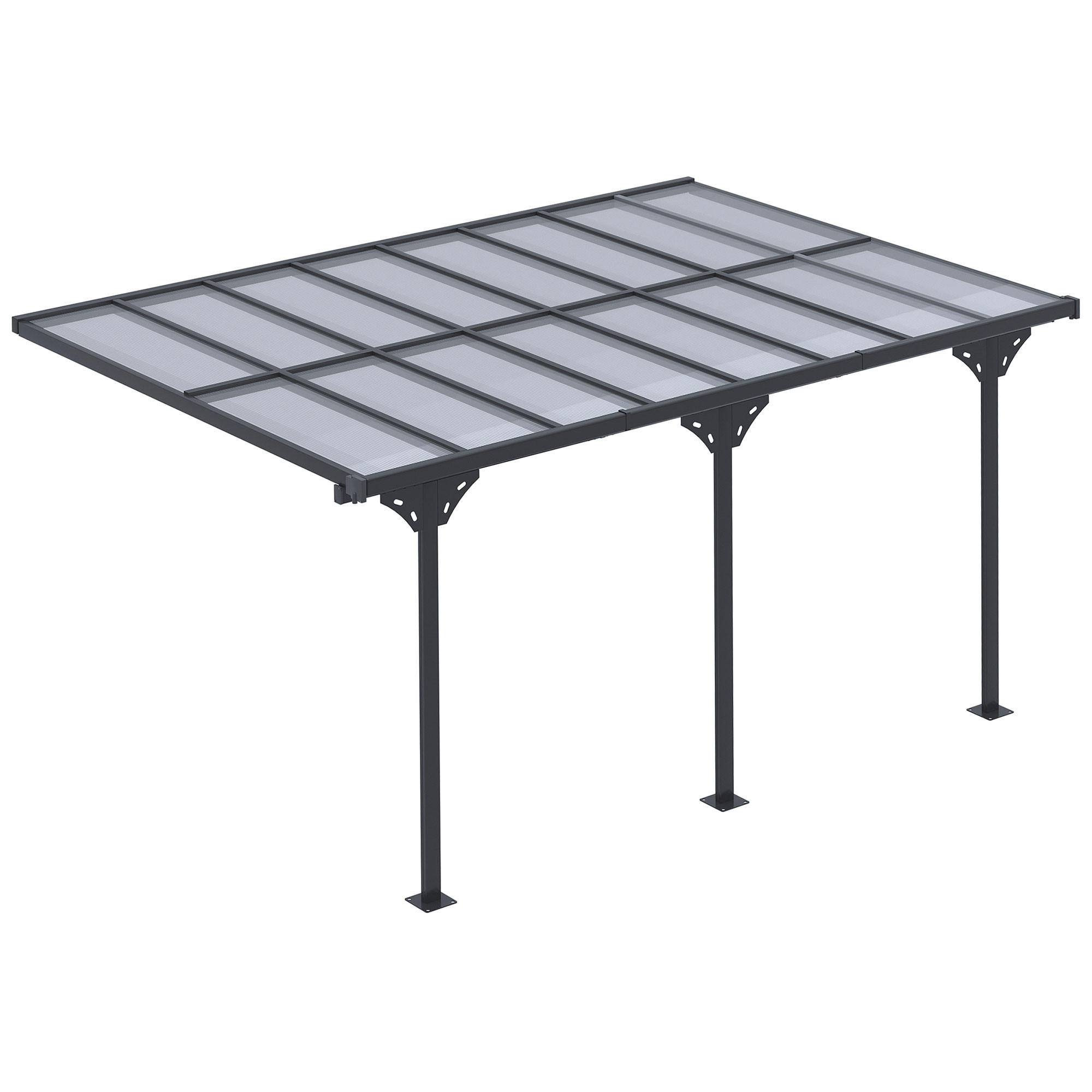 PERGOLA Pavillon Aluminium Grau - Grau, Kunststoff/Metall (302/250/435cm) - Outsunny