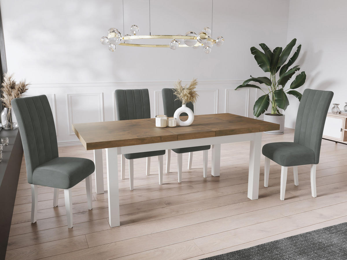 ESSTISCH Avena rechteckig ausziehbar, Lefkas Eiche 120/80/78 - Alteiche/Weiß, Holz/Holzwerkstoff (120/80/78cm) - WFL GROUP