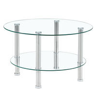 COUCHTISCH 70/60/42 cm aus Glas und Metall, 2 Ebenen, Silber/Transparent - Silberfarben, Glas (70/70/42cm) - Flora Grace