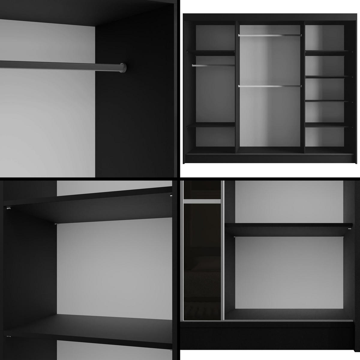 KLEIDERSCHRANK PEKA III - 250 cm - Schwarz - Schwarz, Holzwerkstoff (250/215/61cm) - ALTDECOR