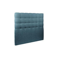 KOPFTEIL gepolstert - Gesteppt – blauer Bouclé-Stoff - 160 cm - Blau/Beige, Holz (160/120/10cm) - Sommeil de Plomb