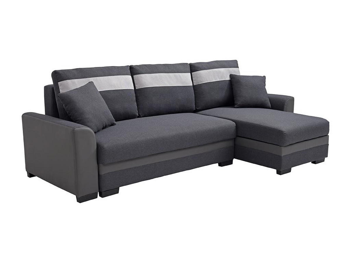 ECKSOFA mit Schlaffunktion - Ecke wechselbar - Stoff & Kunstleder - Anthrazit - GIANY II - Anthrazit, Leder (135/242cm) - Vente-Unique
