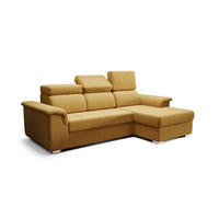 ECKSOFA KONGO RBN06, Eckcouch in L-Form mit Schlaffunktion, Farbe: Gelb, Velourstoff, Ottomane Rechts - Gelb, Textil (247/165cm) - O-Sofa