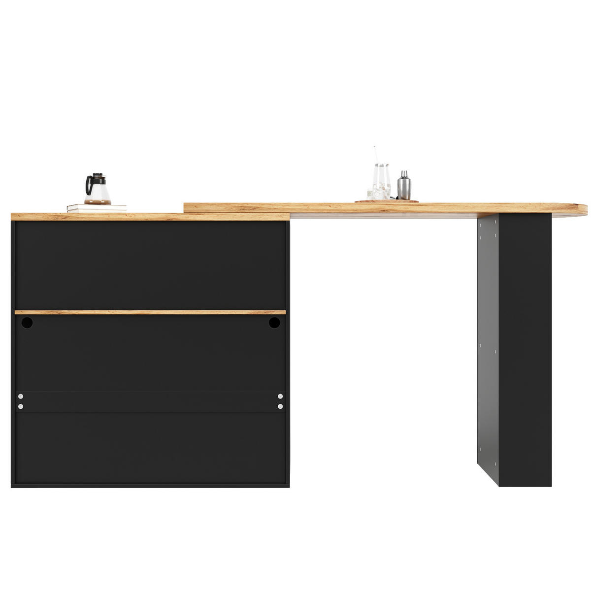 BEISTELLTISCH/BARTISCH 138-193/39/105 cm in Schwarz, drehbar mit Stauraum - Schwarz, Holzwerkstoff (39/193/105cm) - BEAOK