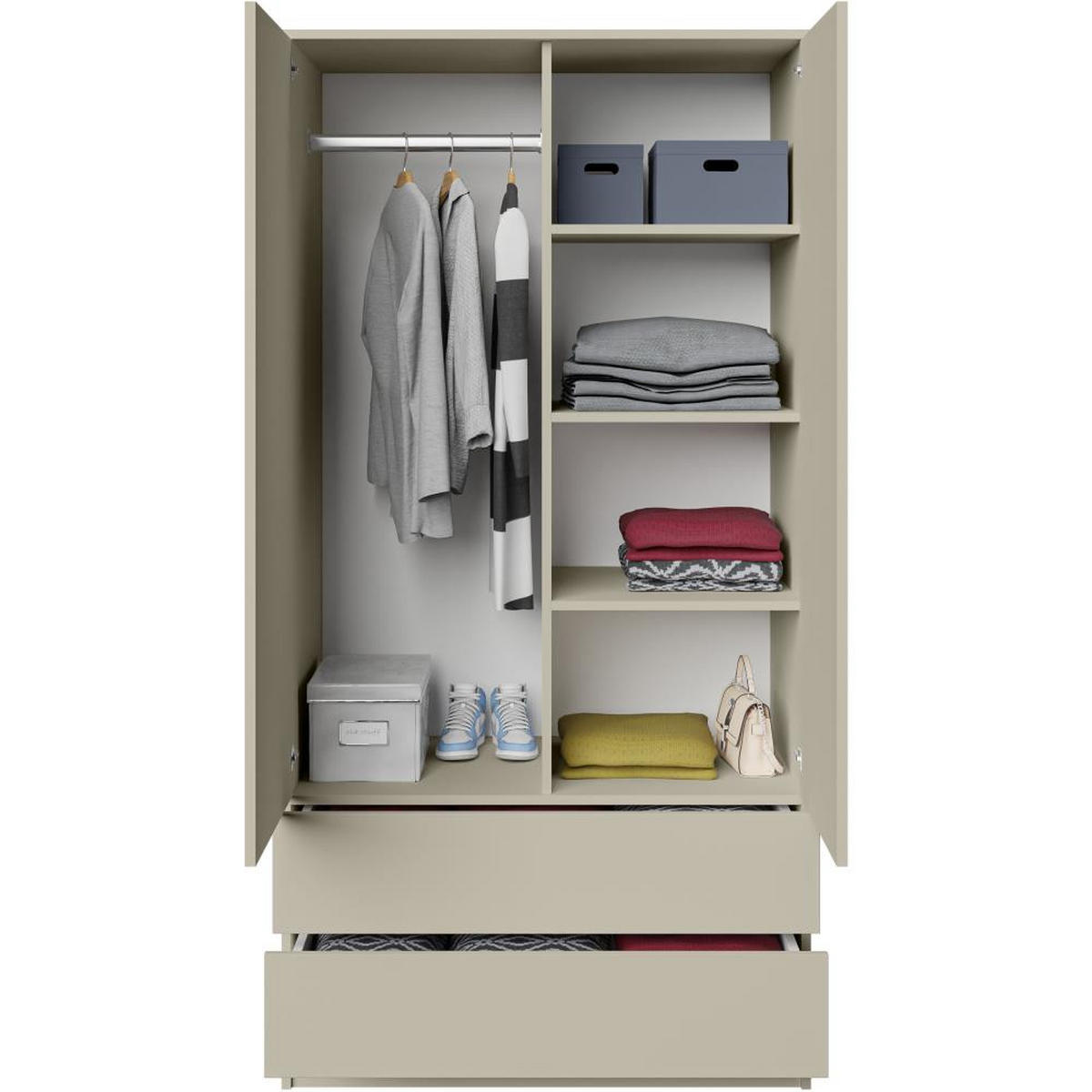 DREHTÜRENSCHRANK Look 90/180/50 cm 2-türig mit Schubladen kaschmir - Kaschmir, Holzwerkstoff (90/180/50cm) - Beautysofa