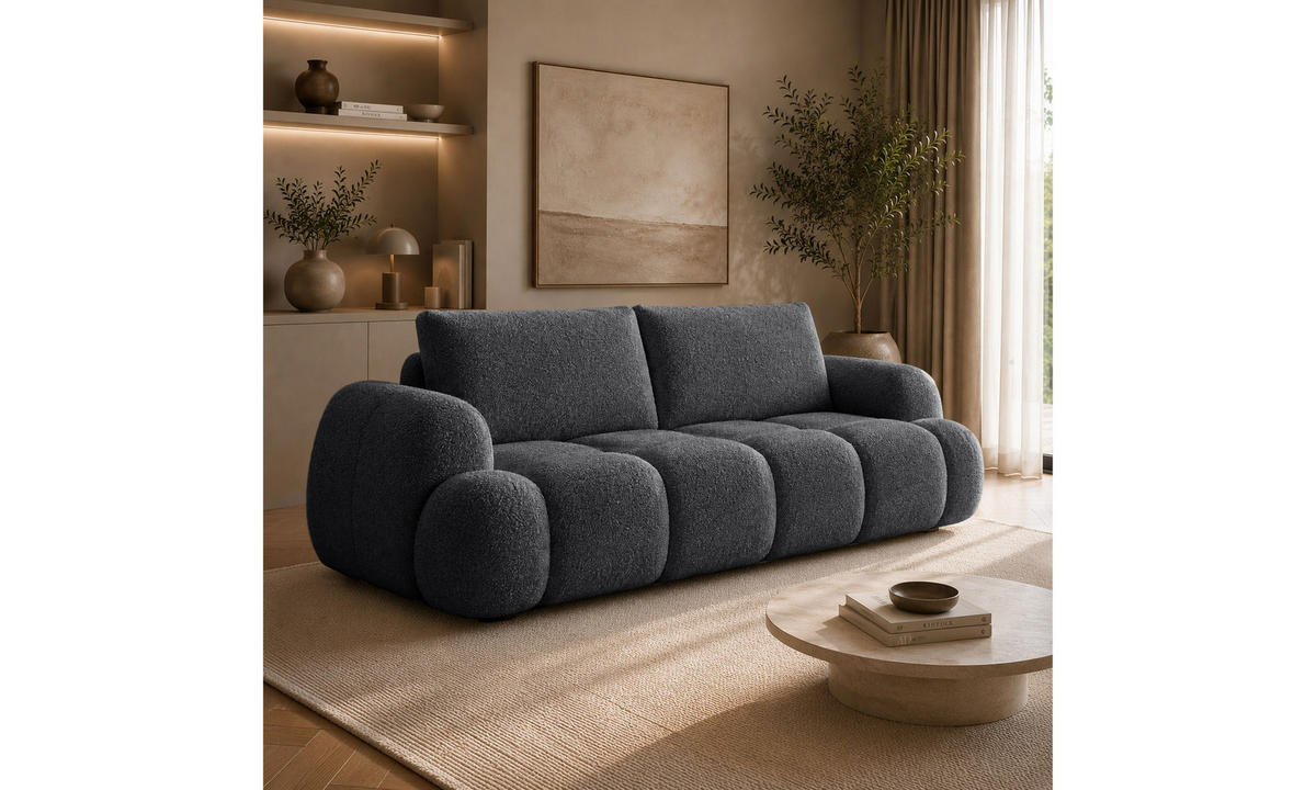 SCHLAFSOFA CORAL 250/100/85 cm mit Bettkasten Stoff Coral 80 - Anthrazit, Textil (250/85/100cm) - Lookway
