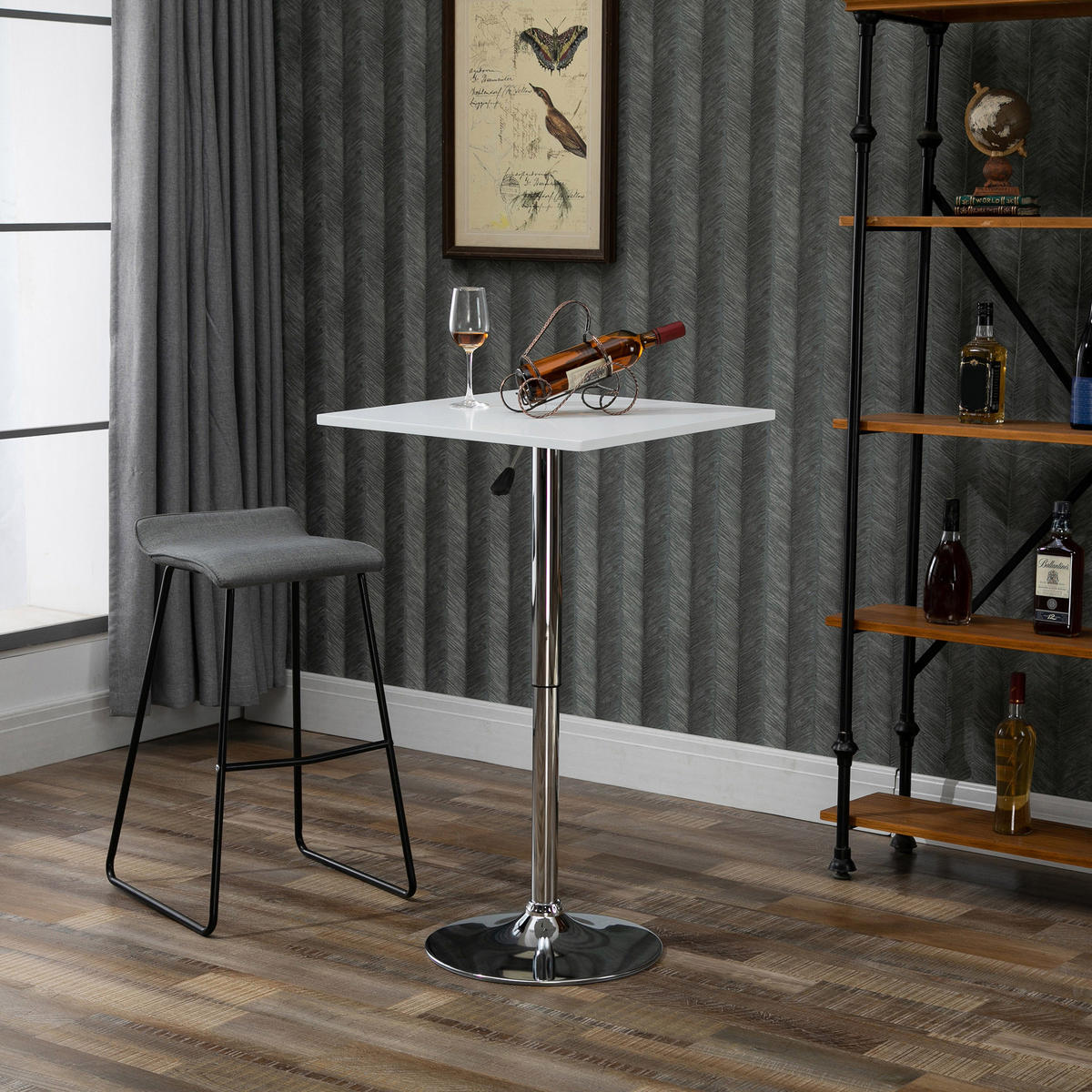 BARTISCH Höhenverstellbar Stehtisch mit Drehbar Tischplatte für Wohnzimmer - Weiß, Holzwerkstoff (60/60/91cm) - HOMCOM