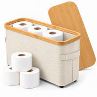 TOILETTENPAPIERBOX Beige Bambus 12 Rollen - Beige, Holz/Kunststoff (45/34.5/15cm) - Relaxdays