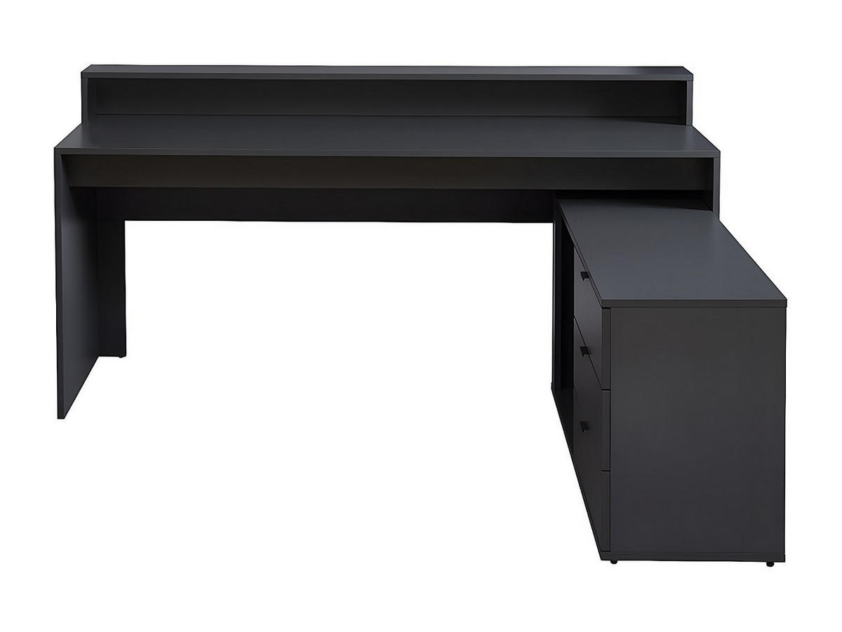 GAMING-ECKSCHREIBTISCH mit Stauraum & LEDs - MDF - Grau - NEHA - Anthrazit, Holz (120/180/90cm) - Vente-Unique
