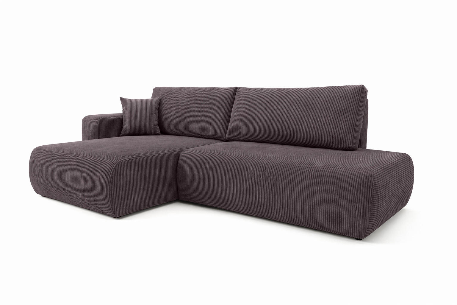 ECKSOFA Mit Schlaffunktion Und Bettkasten, Cordstoff Poso, Dunkelgrau, Links, OPEN XL - Dunkelgrau, Holz (262/145cm) - Kaiser Möbel