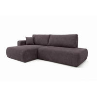 ECKSOFA Mit Schlaffunktion Und Bettkasten, Cordstoff Poso, Dunkelgrau, Links, OPEN XL - Dunkelgrau, Holz (262/145cm) - Kaiser Möbel