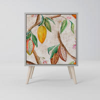 SIDEBOARD COCOA FRUITS, Grau, 57,5x42x77,5 cm, Schräge Buchenholzfüße - Buchefarben/Multicolor, Holzwerkstoff/Buchenholz (57.5/77.5/42cm) - SpaceRebels
